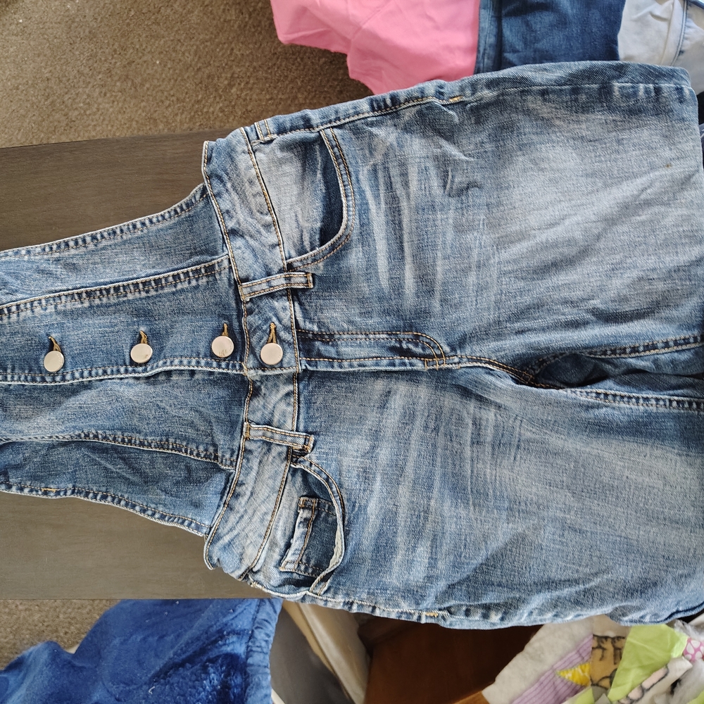 Blue Denim Overalls with Vintage Light Wash